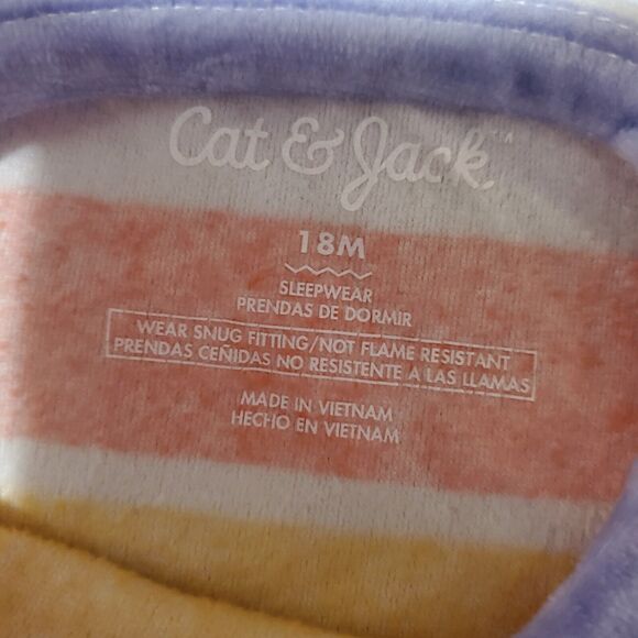 Cat & Jack Size 18M Baby Girl Sleepwear Pajamas Rainbow Stripes - Picture 2 of 2